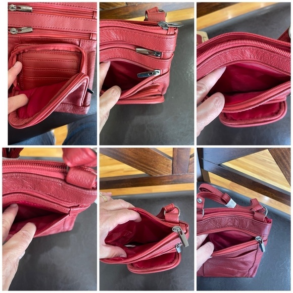 Maze Exclusive Leather Crossbody bag purse zippered multi pocket work casual NWT - Picture 4 of 16